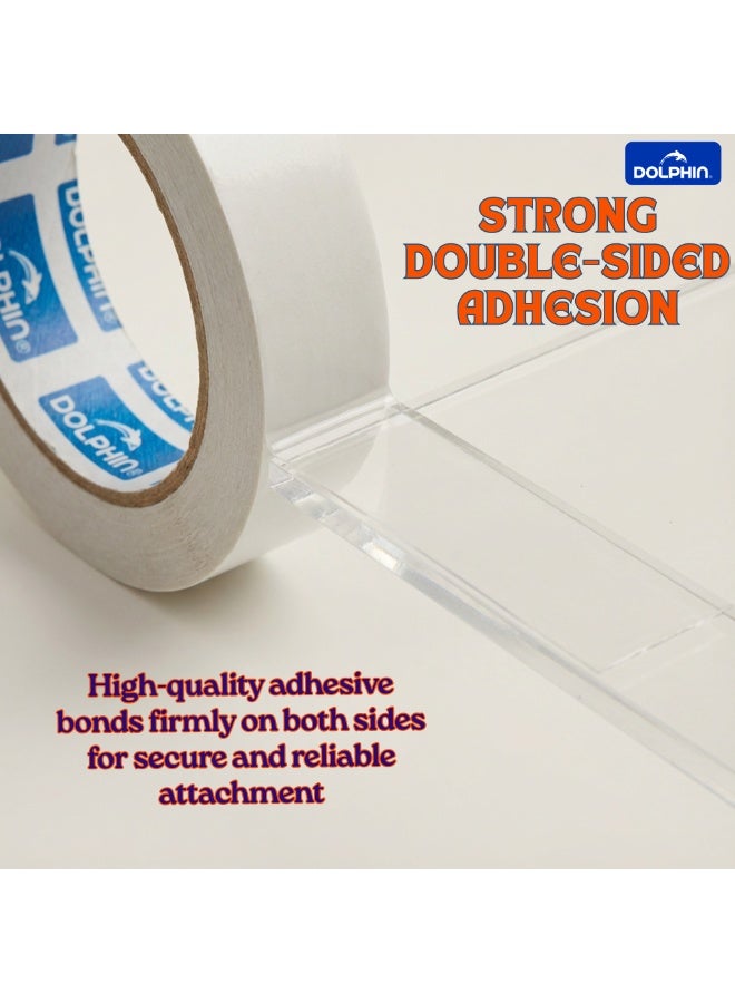 دولفين شريط لاصق مزدوج الوجه متعدد الاستخدامات من دولفين ½ بوصة × 15 ياردة – عبوة قطعتين، لاصق قوي قائم على المذيب وسهل القطع - Image 5